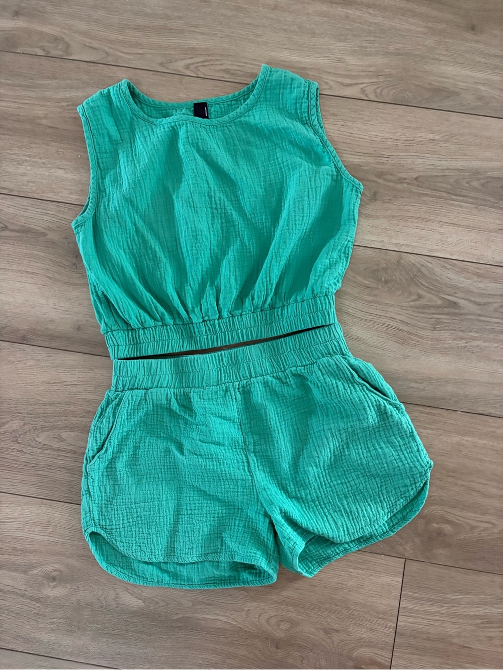 Women’s Teal Sleeveless Two-Piece One-Piece Set